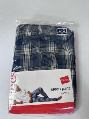 Hanes Men’s Pajama Plaid Pants Woven Size L